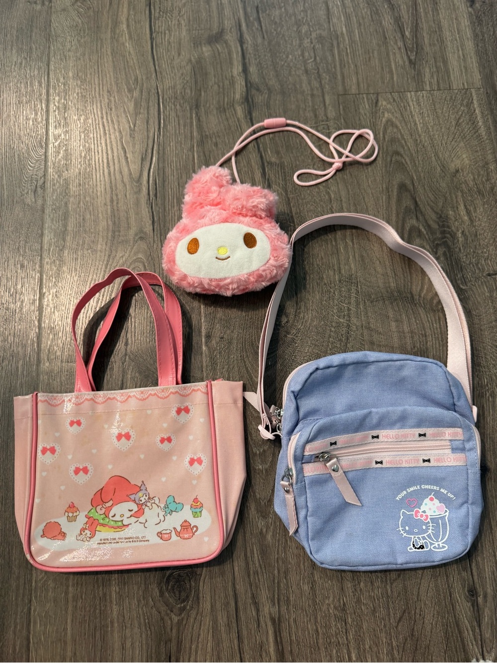Sanrio Kids Pink My Melody Plush purse Pastel Tote purple crossbody bag girls